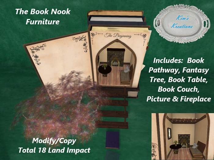 Second Life Marketplace The Book Nook Furniture Pack MP